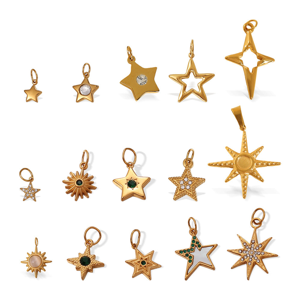 Wholesale Personalized Creative Ins Diamond Star Stainless Steel Pendant