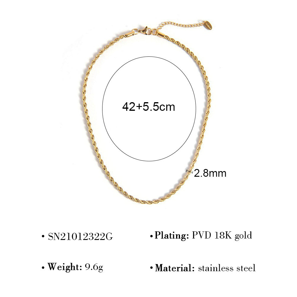 Wholesale Titanium Steel 18K Gold Plated Blade Chain Flat Snake Chain  Necklace