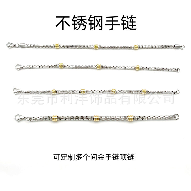 Wholesale Bold Chain Gold-Plated Stainless Steel Pearl Bracelet and Necklace Set Fashion Accessory Boutique Resale