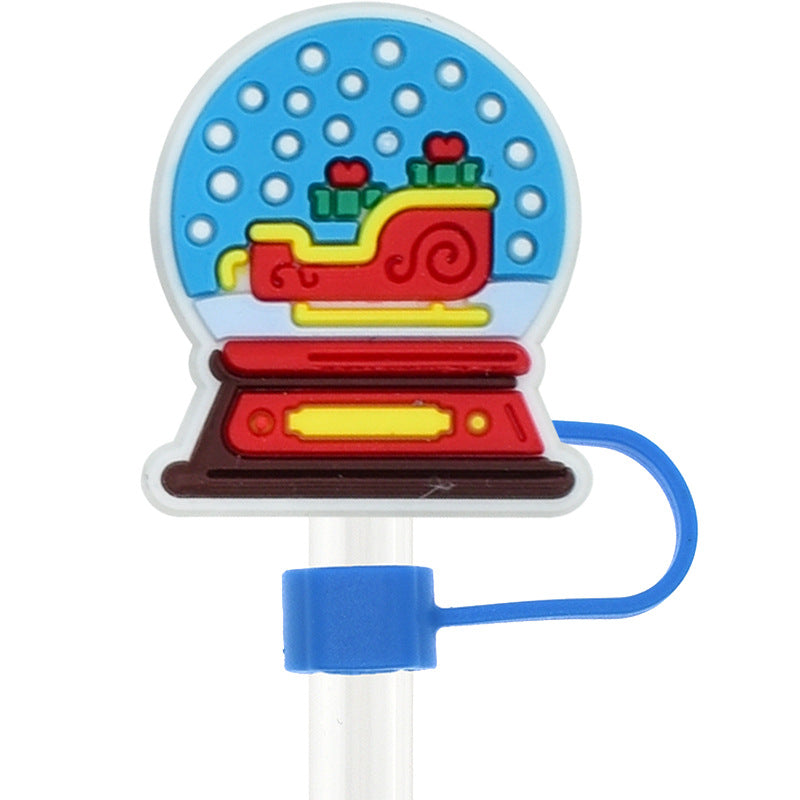 Wholesale Random 100pcs Christmas 10mm PVC Soft Straw Tube Cap ACC-SCR-RYY082