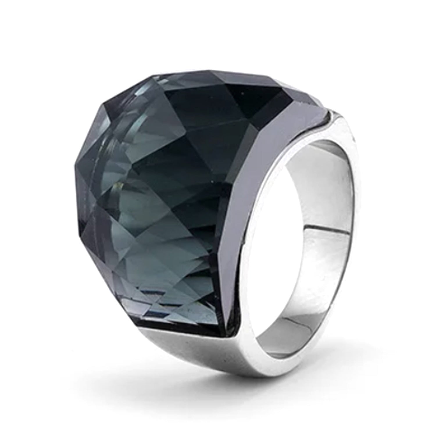 Wholesale Exaggerated Multi-color Translucent Gemstone Titanium Steel Ring ACC-RS-Hait002