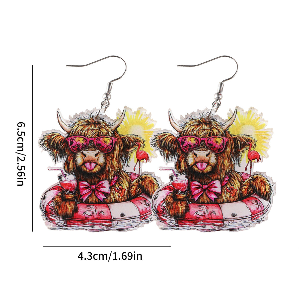 Wholesale  Holiday Style Western Style Swimming Ring Alpine Cow Sunglasses  Acrylic  Earrings