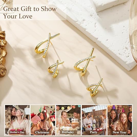 Wholesale Cross Zircon Earrings Gold Plated Sparkle Fashion Jewelry for Gift Boutique Resale