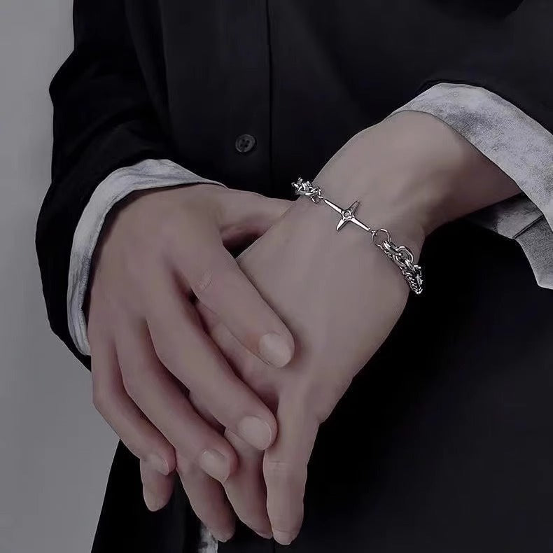 Wholesale retro titanium steel double-layer star bracelet