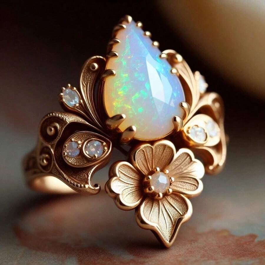 Wholesale Vintage Bohemian Flower Diamond Index Finger Ring