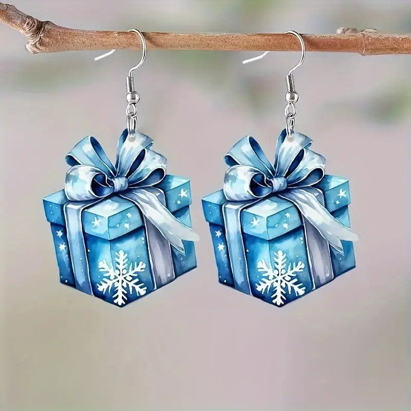 Wholesale Christmas pattern acrylic vintage earrings