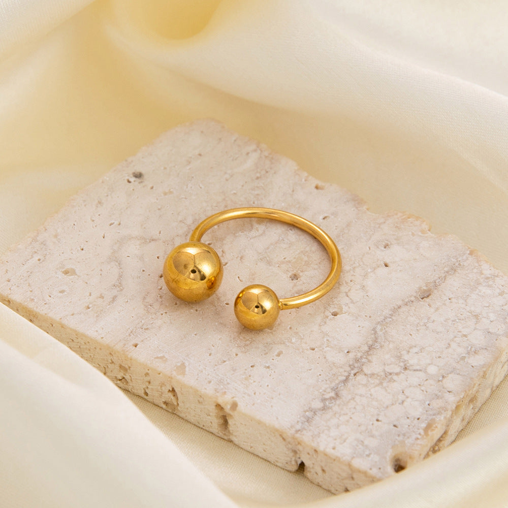 Wholesale Retro Light Luxury Ball Ring Stainless Steel Plated 18K Gold Rings ACC-RS-YuHui002