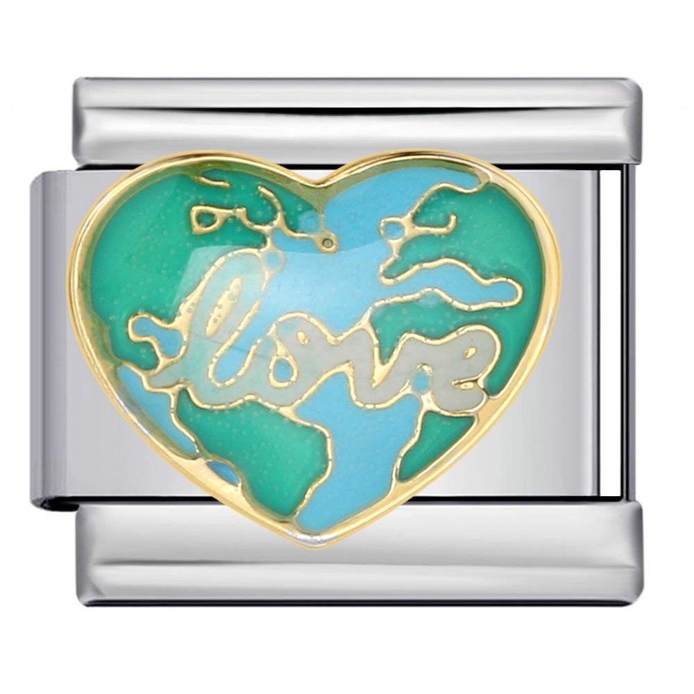 Wholesale Italian Charm Bracelet 9mm DIY Splicing Removable Colored Heart Stainless Steel Composable Bracelet