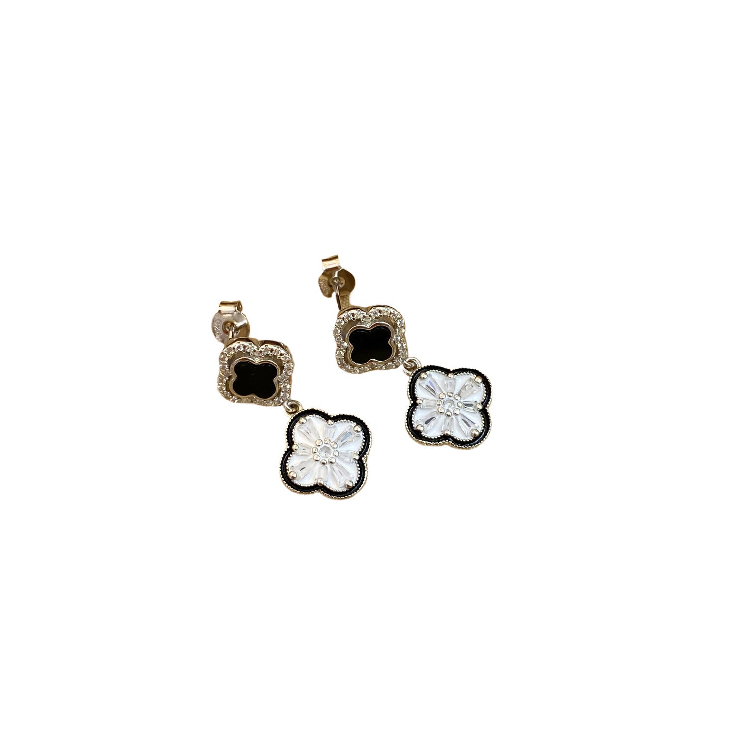 Wholesale S925 Sterling Silver Four-leaf Clover Earrings