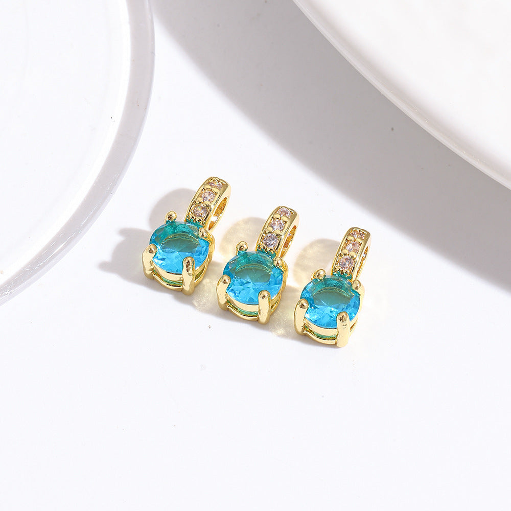 Wholesale Geometric colorful round zircon pendant