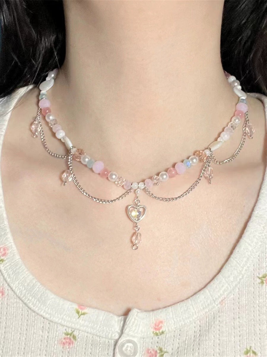Wholesale  Color Shell Peach Heart Necklace