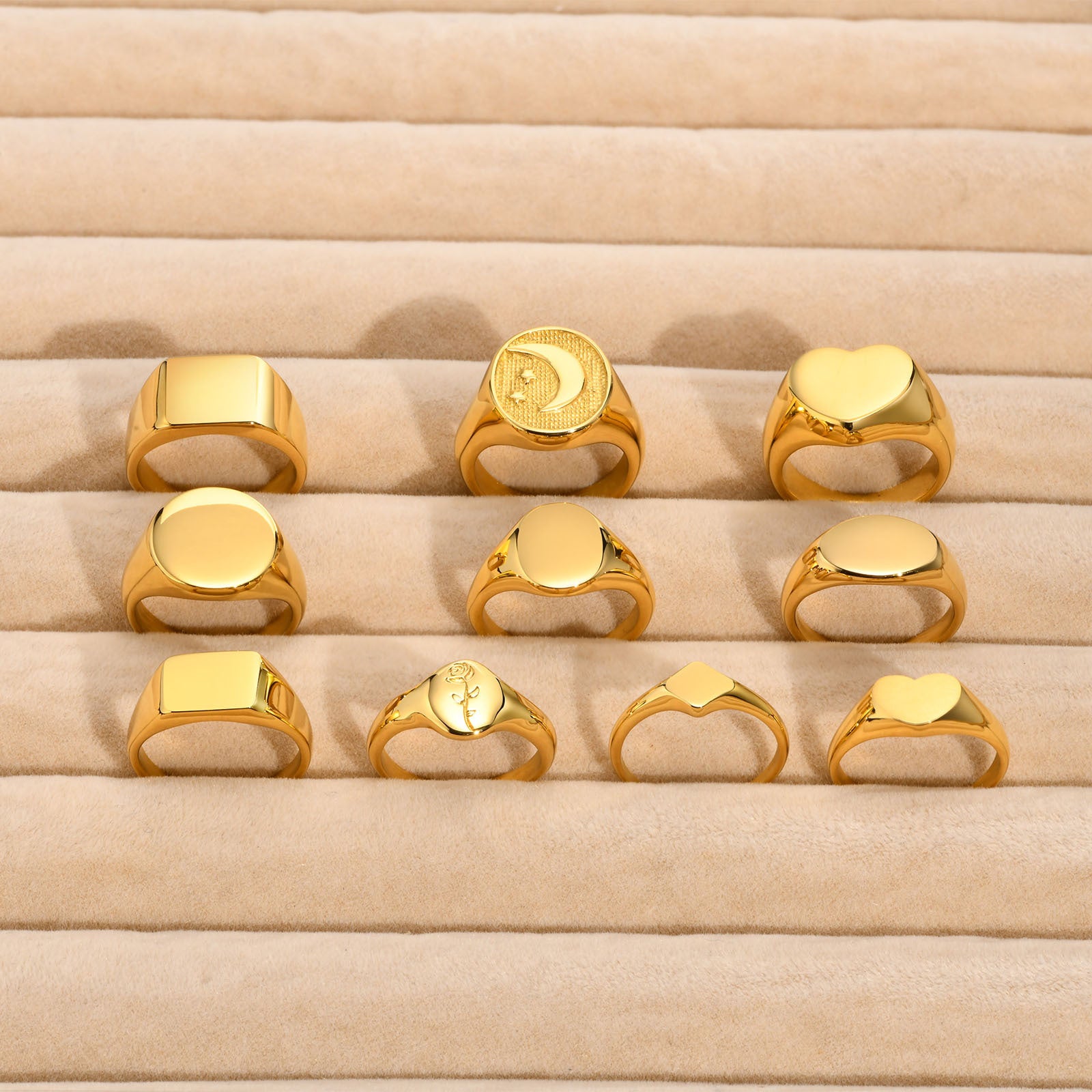 Wholesale Ring Stainless Steel Unisex Seal Gold Glossy ACC-RS-HuaLanXin005