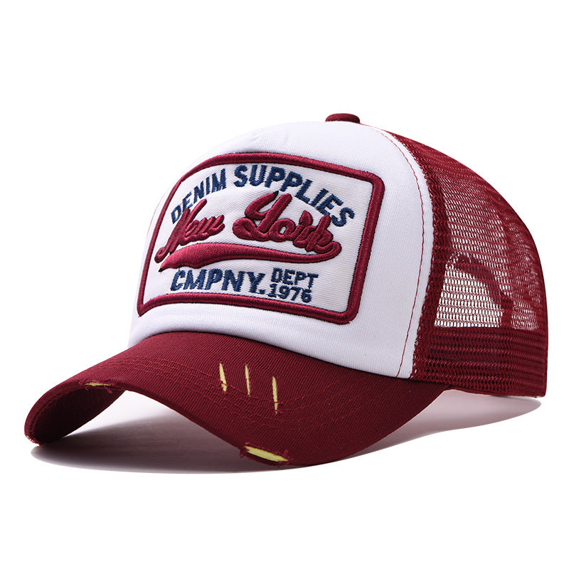 Wholesale Trendy 3D Embroidery New York Baseball Cap Cotton Mesh Patchwork For Men Summer