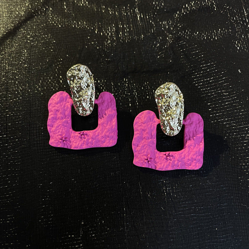 Wholesale Candy Color Geometric Square Circle C Shape Earrings