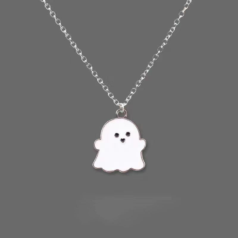 Wholesale black and white ghost couple necklace double layer necklace