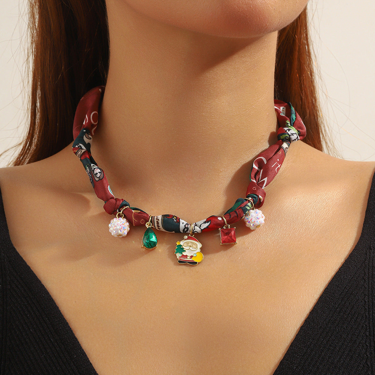 Wholesale Dopamine Color Silk f Necklace Light Luxury Fashion Christmas Bow Niche Silk f Necklace
