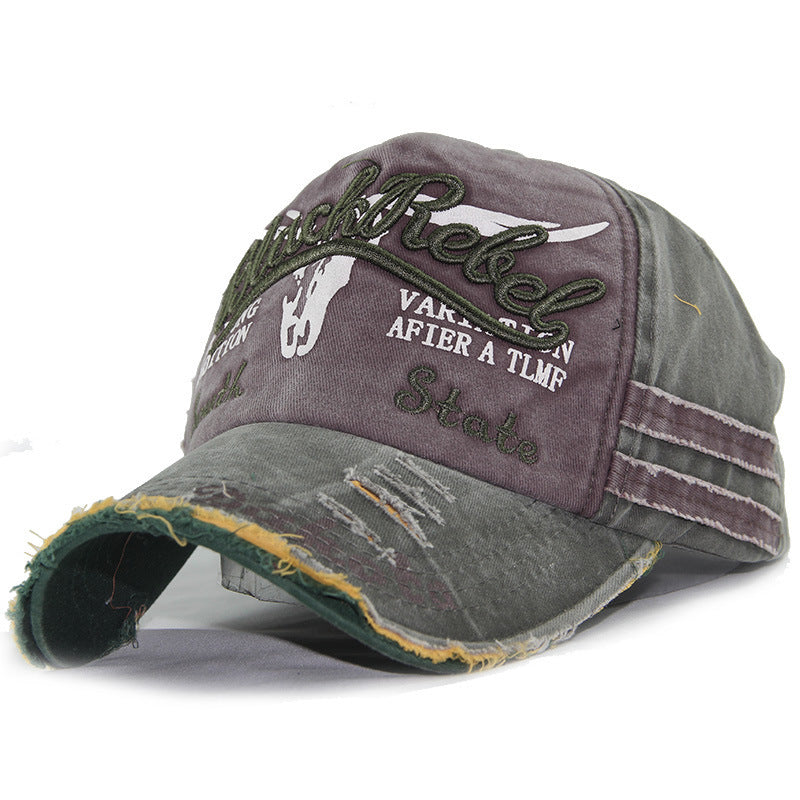 Wholesale Distressed Bull Head Baseball Cap Washed Frayed Brim Sun Hat Unisex Trendy Fashion Accessory Gift