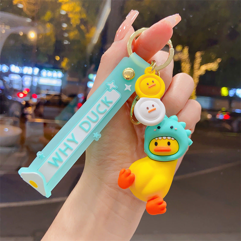 Wholesale Creative cartoon crooked neck duck fun headgear keychain