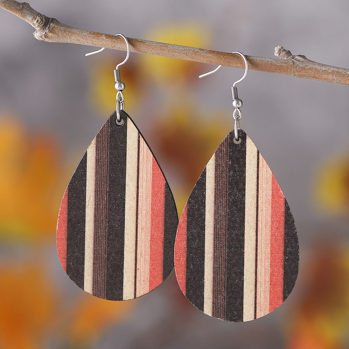 Wholesale Western Ethnic Style Bohemian Leopard Print Wooden Double-sided Earrings ACC-ES-ChuLian105