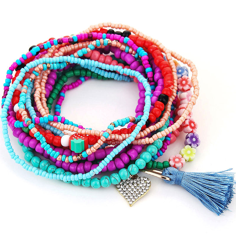 Wholesale 13pcs Hand Woven Rice Bead Strawberry Bracelet Set ACC-BT-GuTe003
