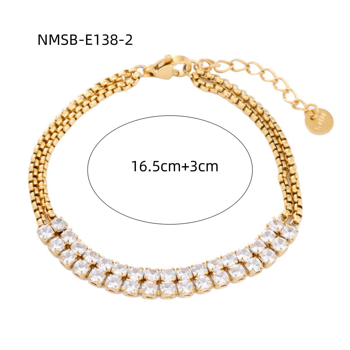 Wholesale  Plated 18K Gold Stainless Steel Inlaid Zircon Bracelet