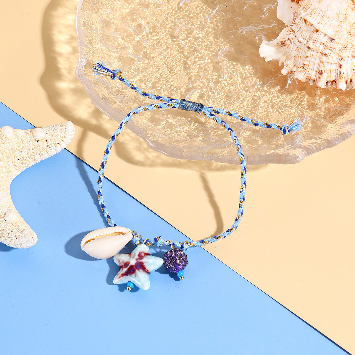 Wholesale Woven Bracelet Ocean Wind Dopamine Starfish Shell Sweet Ceramic  Bohemian Bracelet