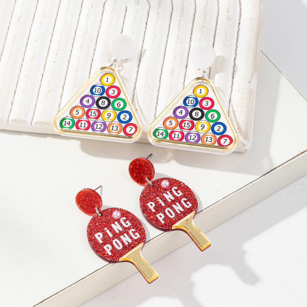 Wholesale  letter racket color digital table tennis earrings