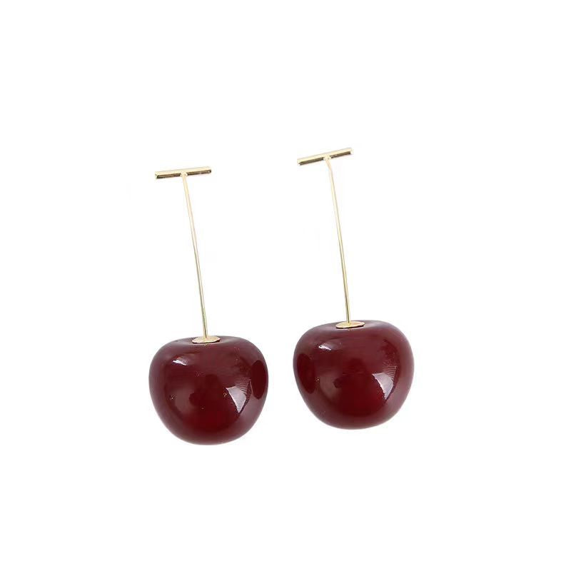 Wholesale Fresh Red Cherry Light Luxury  Earrings