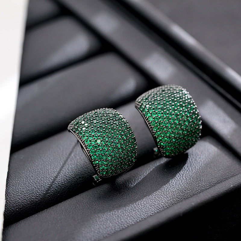 Wholesale light luxury vintage green zircon earrings