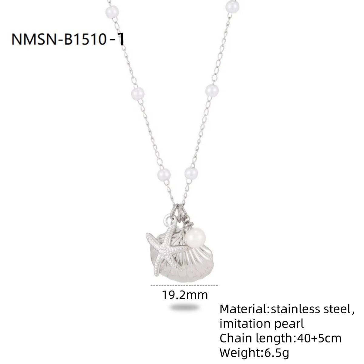 Wholesale marine shell Pearl stainless steel necklace suit