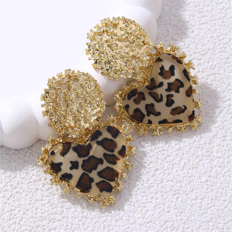Wholesale Heart Leopard Print Earrings ACC-ES-NZ003