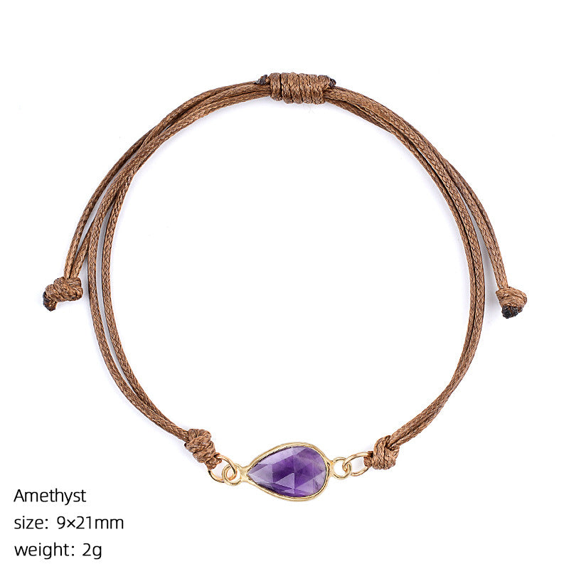 Wholesale Adjustable Woven Tiger Eye Stone Teardrop Bracelet Fashion Accessory Gift