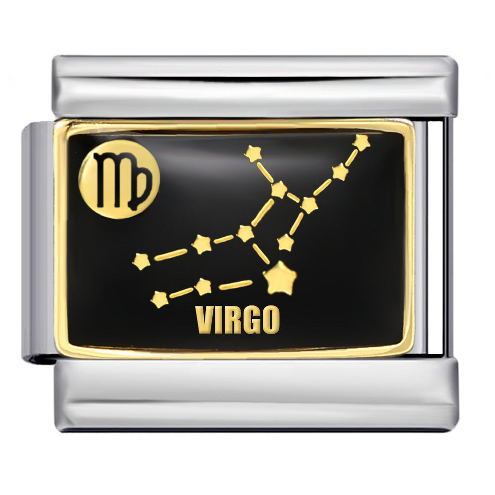 Wholesale Italian Module  12 Constellation Series  Bracelet Stainless Steel Welding Gold Plated Oil Drop DIY Charms