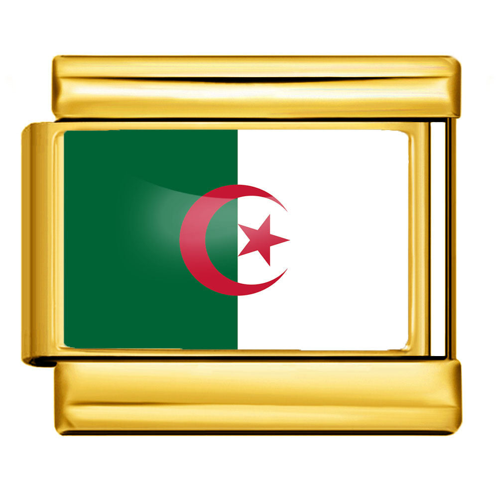 Wholesale Golden World Flag Photo Epoxy Italian Module Bracelet DIY Stainless Steel Elastic Strap Chain Bracelet