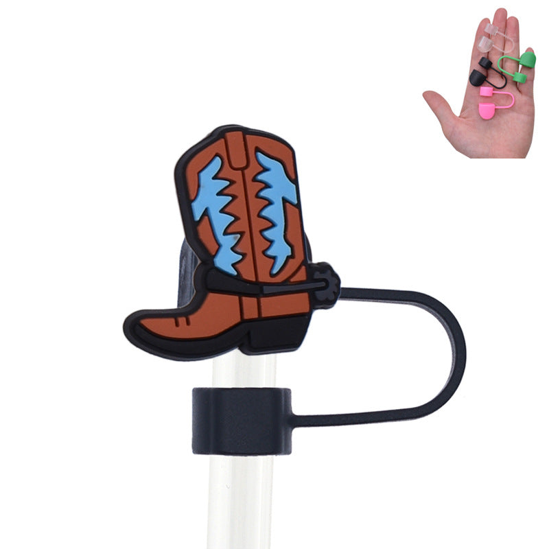 Wholesale Random 100pcs Cowgirl PVC Soft Straw Tube Cap