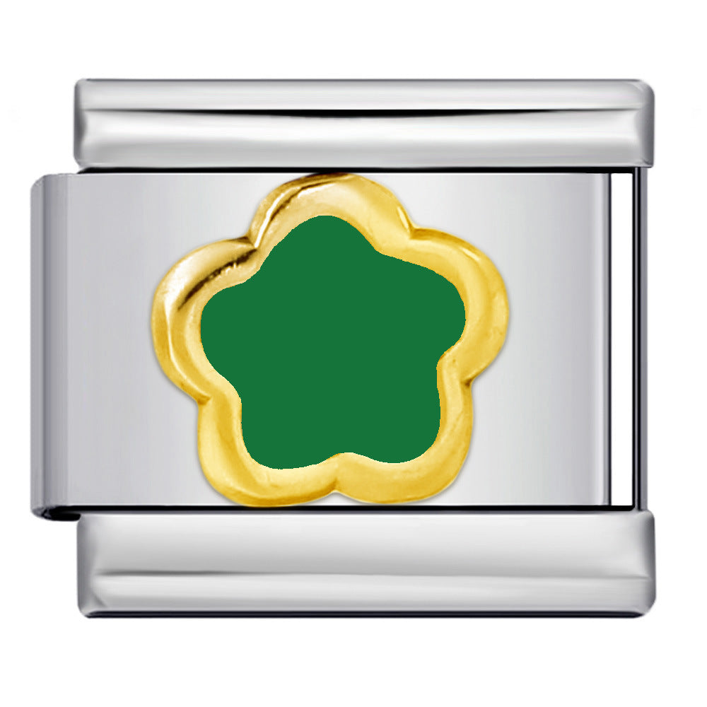 Wholesale Italian Charm Bracelet 9mm DIY Splicing Colored Oil-Drip Petals Stainless Steel Composable Bracelet