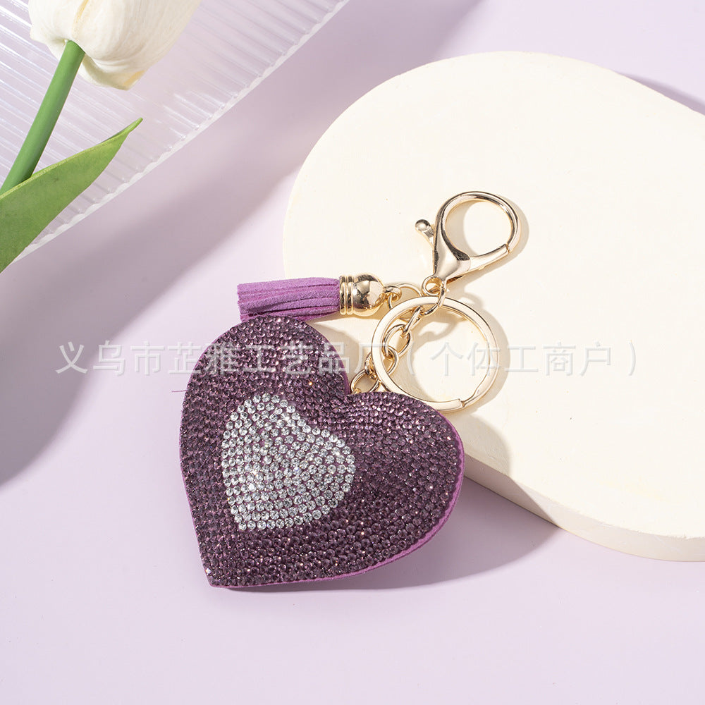 Wholesale Diamond Two-color Love Heart Keychains ACC-KC-ZhiYa059