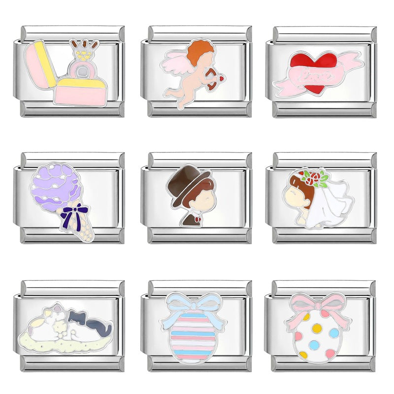 Wholesale Italian Charm Bracelet 9mm DIY Splicing Creative Pattern Titanium Steel Composable Bracelet