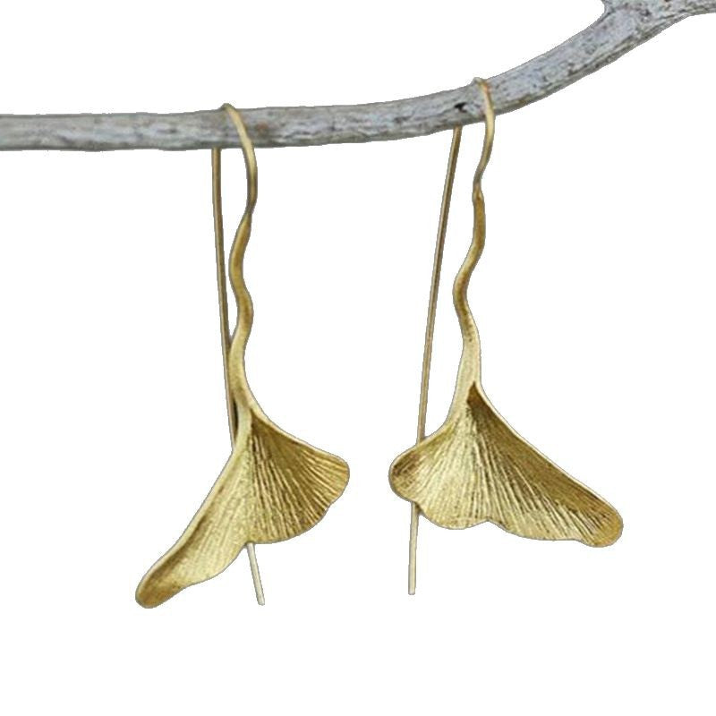 Wholesale  elegant ginkgo leaf fan ear hook earrings