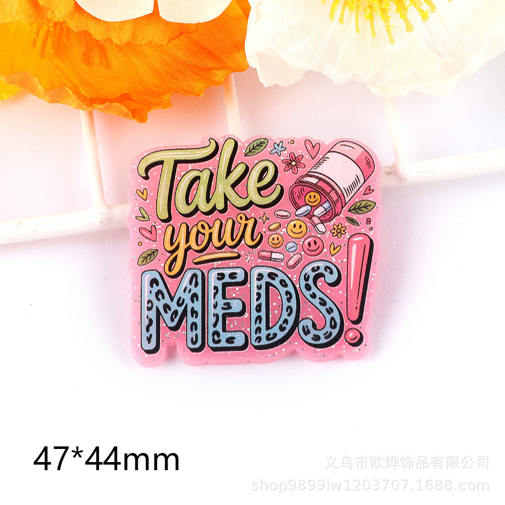 Wholesale 10PCS DIY Acrylic Loose Cute Cartoon Brooch Flatback