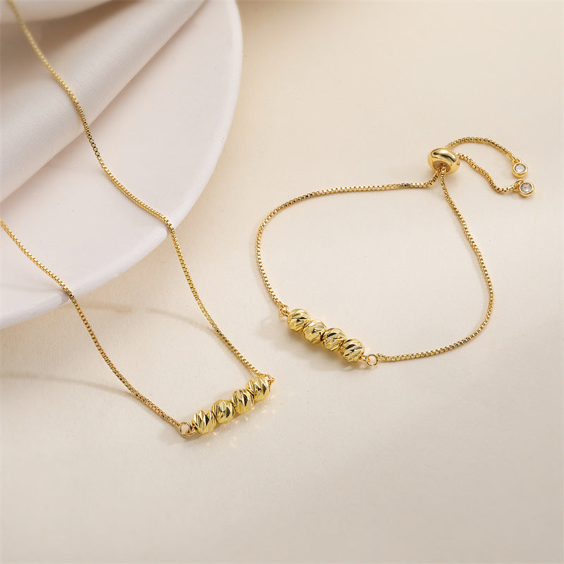 Wholesale Gold Plated Copper Black Stone Bead Necklace With Butterfly Heart Key Pendant Boutique Resale Jewelry For Women
