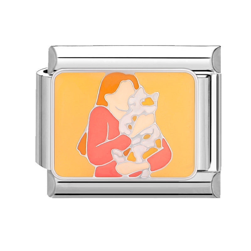 Wholesale Italian Beaded Bracelet 9mm DIY Splicing Removable Yellow Cartoon Series Stainless Steel Combinable Bracelet