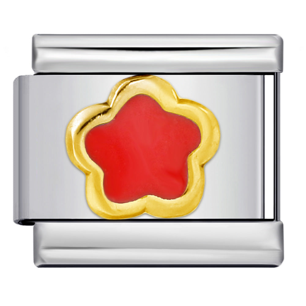 Wholesale Italian Charm Bracelet 9mm DIY Splicing Colored Oil-Drip Petals Stainless Steel Composable Bracelet