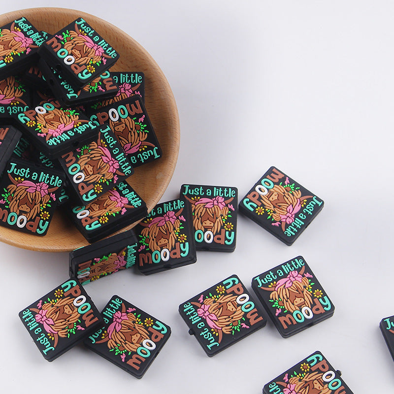 Wholesale 10pcs Cartoon Western Style Bull Head Silicone Beads Focal Beads DIY Beadable Pen Accessories ACC-BDS-GuangTian020