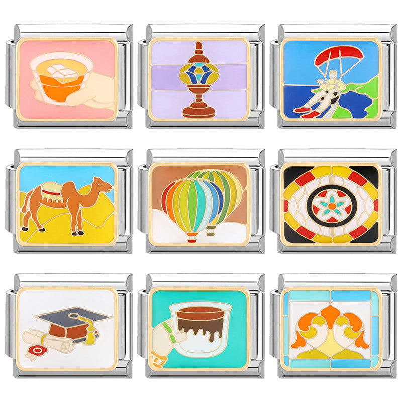 Wholesale Italian Charm Bracelet 9mm DIY Splicing Cute Cartoon Titanium Steel Composable Bracelet