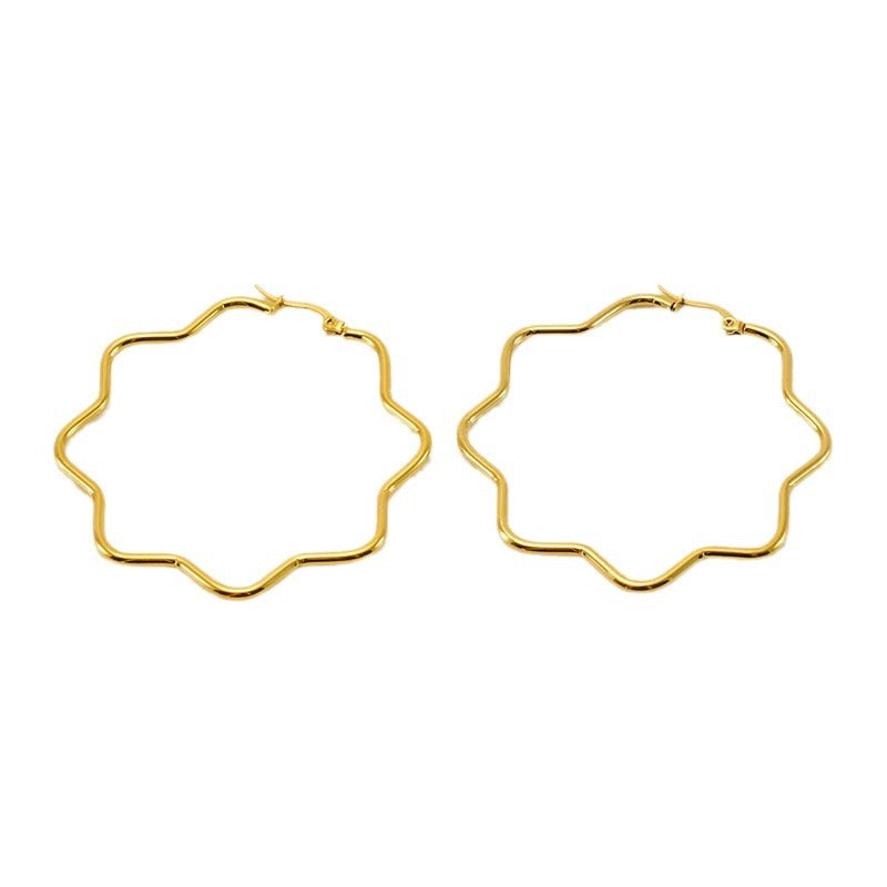 Wholesale  Stainless Steel Plated 18K Gold Simple  Earrings