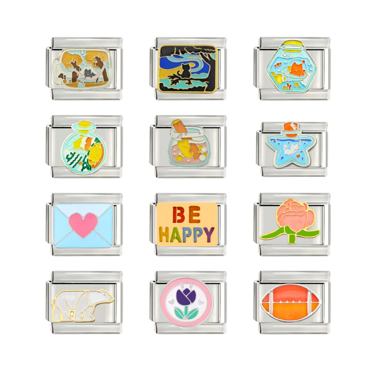 Wholesale 9mm Italian Charm Starter Bracelets DIY square Single Section Creative Stainless Steel Composable Bracelet