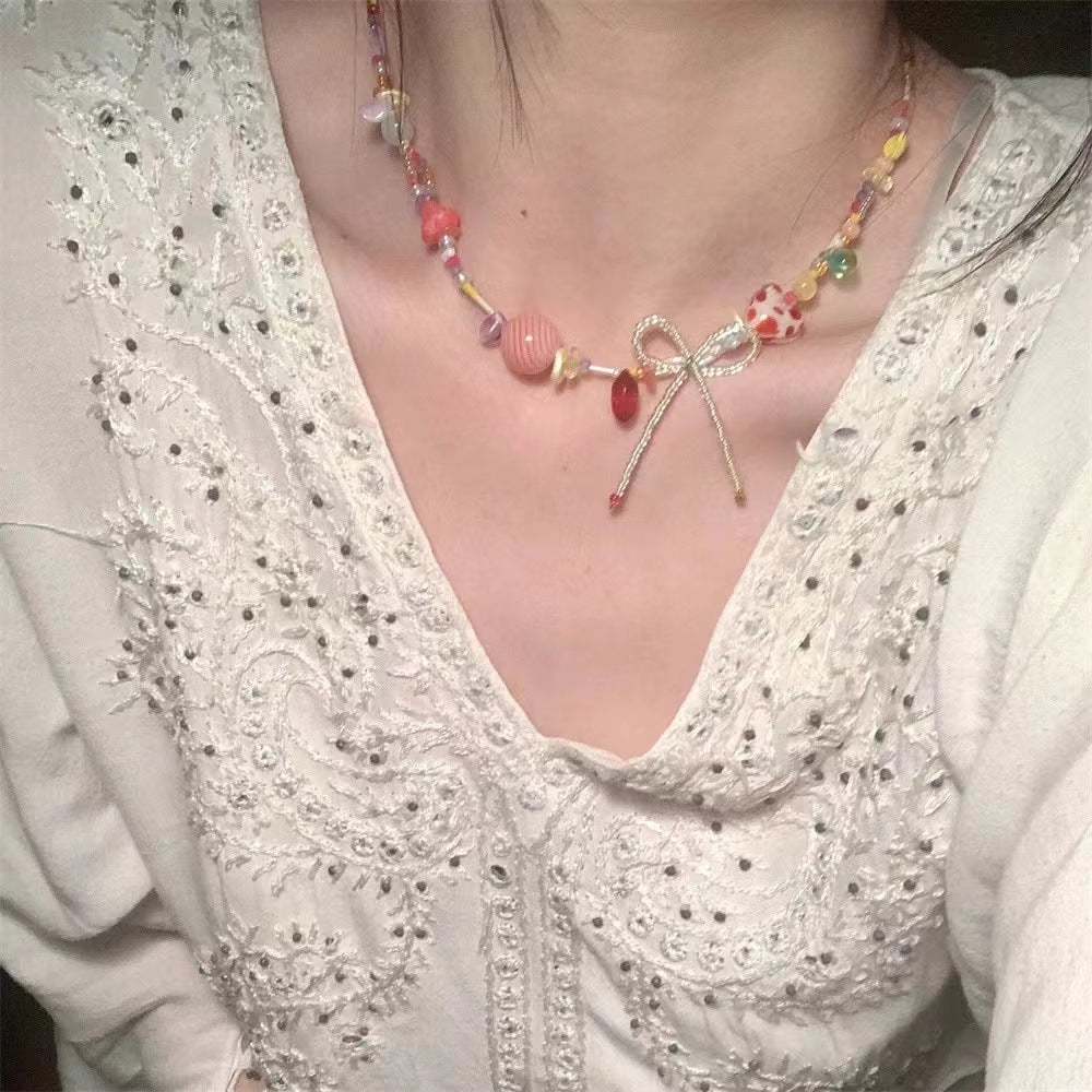 Wholesale Summer Dopamine Color Beaded Necklace