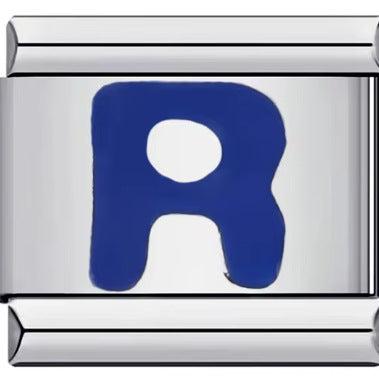 Wholesale 10pcs Italian Charm Bracelet 9mm DIY Splicing Removable Blue English Letters Stainless Steel Composable Bracelet