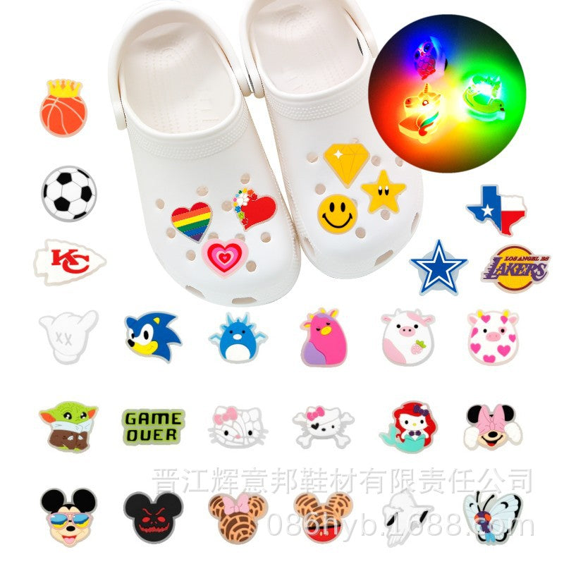 Wholesale 10pcs PVC Waterproof Cartoon LED Flashing Light Shoe Charms ACC-SC-YiBang008